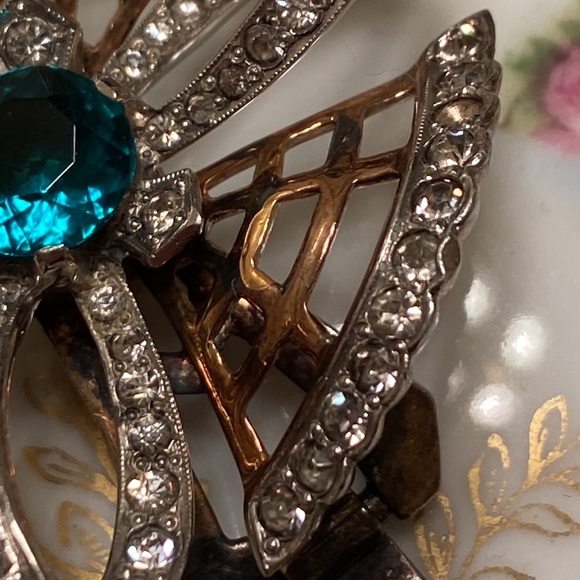 Sterling Mazer bracelet w/green rhinestone in center of flower 6 3/4” Vintage - Picture 7 of 17